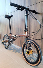 Load image into Gallery viewer, 16 Inch FnHon Gust Rose Gold Color with Shimano Sora 9 Speed, Litepro Hydraulic Disc Brake, litepro plus 349 wheelset, Height adjustable stem ( Pre-Order 3 weeks )
